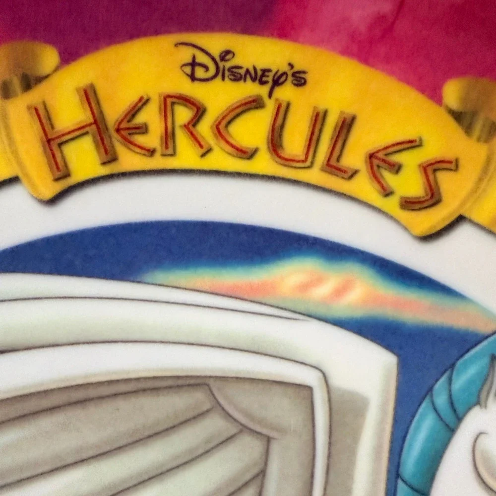 Vintage 1997 Disney Hercules Pegasus Plate McDonalds Promo Melamine Kids Pink